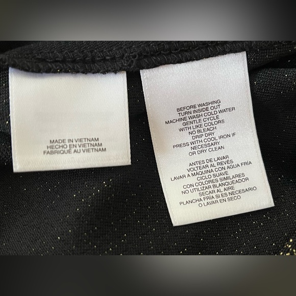 NWT Kasper Metallic Shimmer Black & Gold Petite Twist Neck Knit Top Size Med PM - Picture 15 of 15